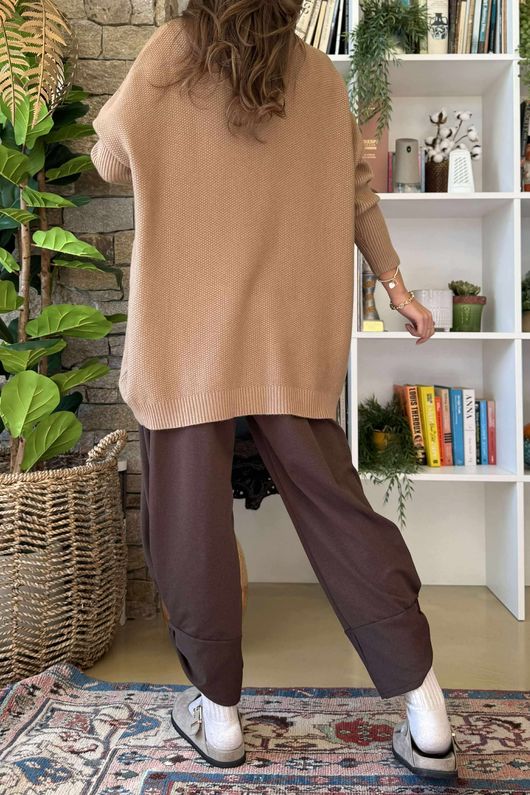 Charli Honeycomb Oversized Turtle Knit Camel